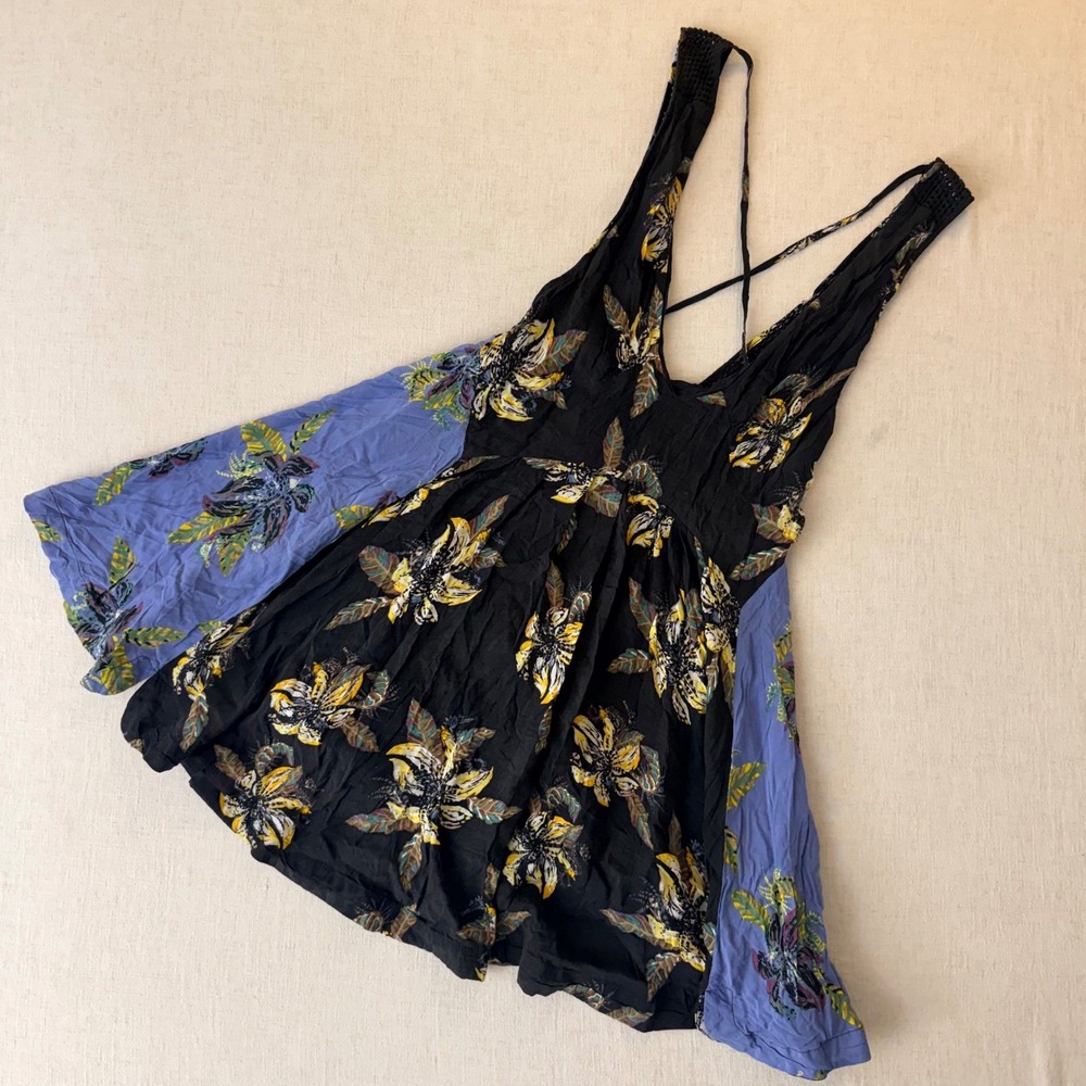Free People Thought I Was Dreaming Floral Mini Dress Open Back S - Picture 11 of 12